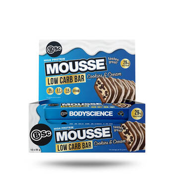 12PK BSc High Protein Low Carb Mousse Bar 55g Serve Cookies & Cream