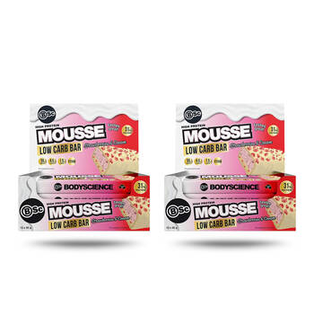 2x 12PK BSc High Protein Low Carb Mousse Bar 55g Serve Strawberries & Cream