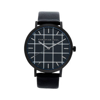 Christian Paul Men's 43mm The Strand Grid Leather Watch - Black