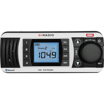 GME AM FM IPX7 Waterproof Wireless Bluetooth Marine Radio White