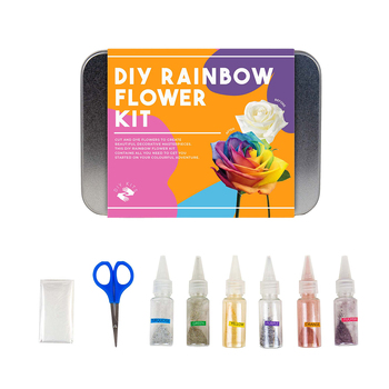 Gift Republic DIY Rainbow Flower Craft Kit w/ Tin Can Storage