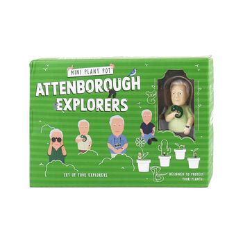 4pc Gift Republic 14.5cm Mini Plant Pot Attenborough Explorers Statues