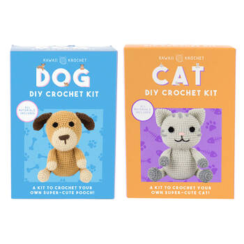 2pc Gift Republic DIY Beginners/Starter Cat and Dog Crochet Craft Kit Set