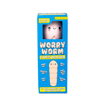 Gift Republic Worry Worm Stress Reliever Rubber Toy 6.6x17.4cm - White
