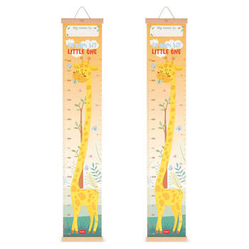 2PK Legami Dream Big Little One Wall-Hanging Height Chart 160cm Yellow Giraffe
