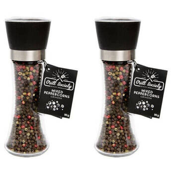 2PK Hot Shots Grill Society Mixed Peppercorns Grinder Mill 90g Cooking Condiments