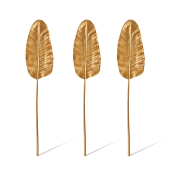 3PK E Style Artificial 92cm Plastic Bird of Paradise Decor Leaf - Gold