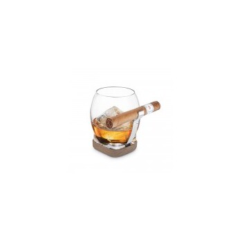 Final Touch Whiskey & Cigar Holder Glass w/Silicone Base