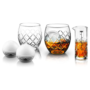 5pc Final Touch 100ml Hand-Etched On The Rock Whisky Glass Set