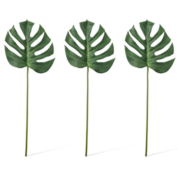 3PK E Style Artificial 75cm Plastic Monstera Lush Stem - Green