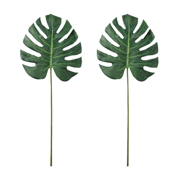 2PK E Style Artificial 78cm Plastic Monstera Lush Stem - Green