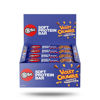12PK BSc x Violet Crumble Soft High Protein Bar 55g Serve Chocolate Honeycomb