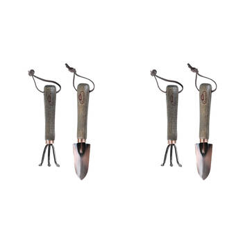 2x 2pc Esschert Design Copper Plated Mini Tool Set Gardening Accessory