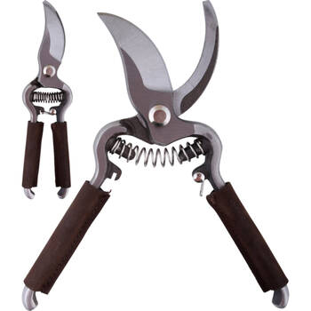 Esschert Design Pruner w/ Leather Handles Gardening Pruning 20.6cm Silver