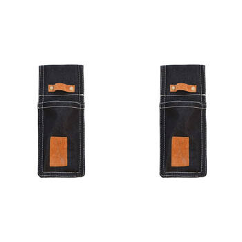 2PK Esschert Design Leather & Denim Sheath Tool Belt Holder 24.2cm Blue