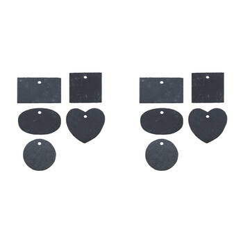 2x 5pc Esschert Design Plant Label Slate w/ Holes Garden Accessory 7.2cm Black