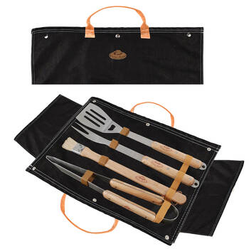 Esschert Design BBQ Tool Set w/ Denim Carry Case Camping Cooking Blue