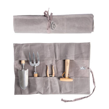 Esschert Design Waxed Canvas Roll Up Pouch Tool Organiser 59.8cm Grey