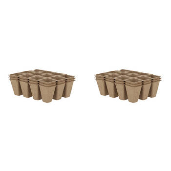 2x 3pc Esschert Design Round Grow Pot Tray Garden Decor Small 16.3cm Brown