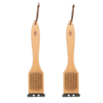 2PK Esschert Design BBQ Cleaning Brush w/ Scraper Camping Cooking Natural
