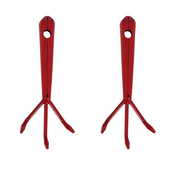 2PK Esschert Design Small Garden Hand Fork Steel Gardening Tool 15cm Red