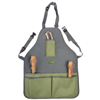 Esschert Design Adjustable Strap Garden Apron w/ Pockets 75cm Grey/Khaki