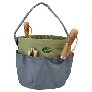 Esschert Design Portable Round Garden Tool Bag w/ 8 Pockets Grey/Khaki
