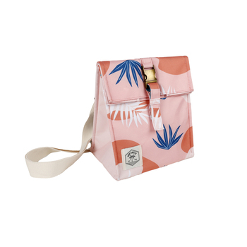 Good Vibes Insulated Lunch Bag Satchel Blush Palm 25x22x16cm