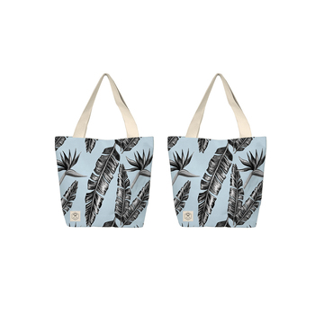 2PK Good Vibes Beach Bag W Inner Pocket Zip Closr Sorrento Palm 50x42x15cm
