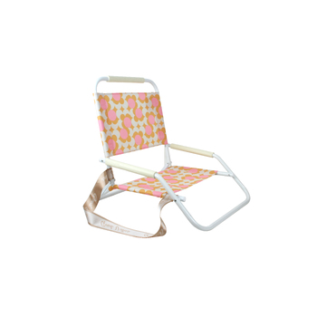 Good Vibes 60x58cm Beach Chair Foldable Retro Dot w/ Frame - White