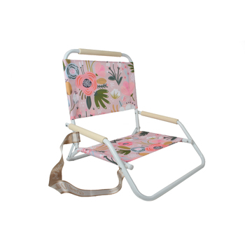 Good Vibes 60x58cm Beach Chair Foldable Peony Bloom w/ Frame - White