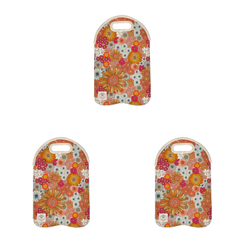 3PK Good Vibes Double Bottle Bag Neoprene 24x38cm Retro Summer