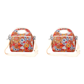 2PK Good Vibes Neoprene Lunch Bag 30x30x15cm Retro Summer