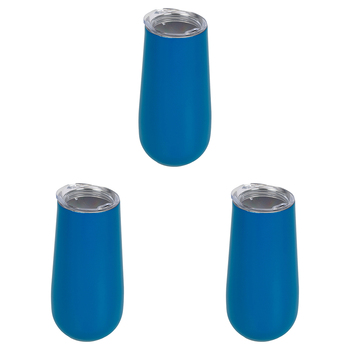3PK Good Vibes Sparkling Travel Cup Dbl Walld Ssteel 175ml Peacock Blue