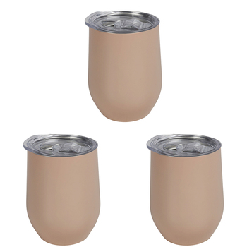 3PK Good Vibes Wine Tumbler Double Walled Ss 295ml Terra Blush