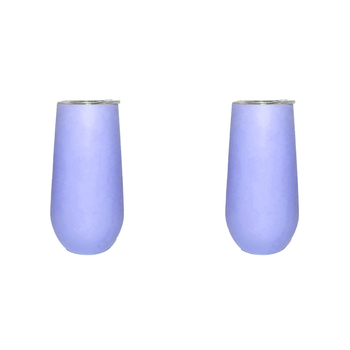 2PK Good Vibes Can Cooler Double Walled Ss Skinny 14.5x7cm Bay Blue