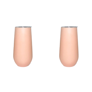 2PK Good Vibes Can Cooler Double Walled Ss Skinny 14.5x7cm Terra Blush