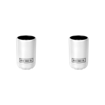 2PK Good Vibes Can Cooler Double Walled Ss 12x7.5cm Ice White