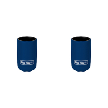 2PK Good Vibes Can Cooler Double Walled Ss 12x7.5cm Indigo