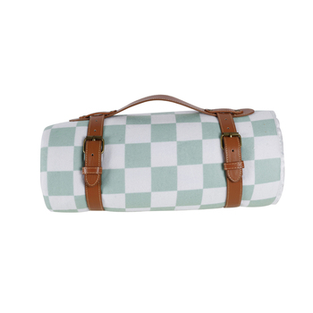 Good Vibes Check 200cm Fleece Picnic Blanket w/ Carry Strap - Sage