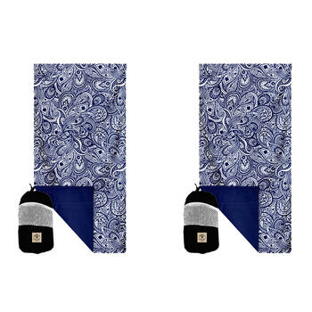 2PK Good Vibes Eco Microfibre Beach Towel Quick Dry Tahitian Blue 160x90cm