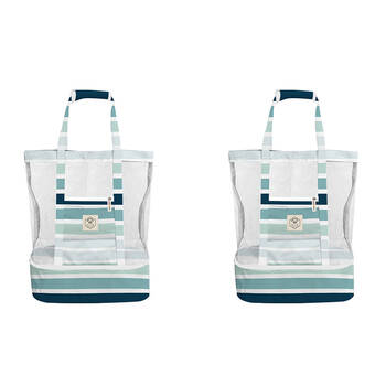 2PK Good Vibes 2-in-1 Beach Insulated Cooler Bag Ocean Tide 47x45x20cm