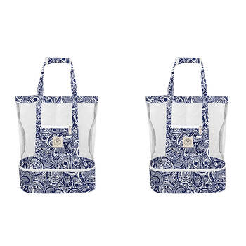 2PK Good Vibes 2-in-1 Beach Insulated Cooler Bag Tahitian Blue 47x45x20cm