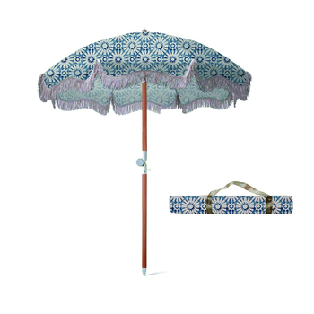 Good Vibes Luxe 200cm UV50 Beach Umbrella w/ Carry Bag - Indigo Waters