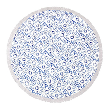 Good Vibes 150cm Round Beach Towel w/ Tassels 400GSM - Indigo Waters