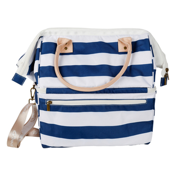 Good Vibes Hamptons Stripe 40cm Insulated Picnic Cooler Bag - Navy/White