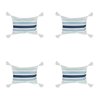 4PK Good Vibes Inflatable Beach Pillow With Tassels Ocean Tide 40x29x13cm