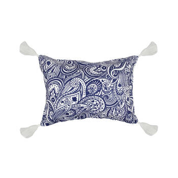 Good Vibes Inflatable Beach Pillow With Tassels Tahitian Blue 40x29x13cm