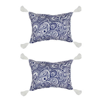 2PK Good Vibes Inflatable Beach Pillow With Tassels Tahitian Blue 40x29x13cm