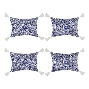 4PK Good Vibes Inflatable Beach Pillow With Tassels Tahitian Blue 40x29x13cm